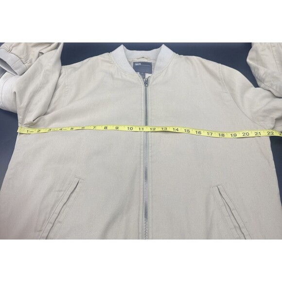 ASOS Men's TAN Beige Full Zip Oversized Flight Bomber Jacket Pockets Sz M - Picture 7 of 8